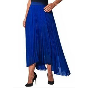 Arden B Pleated Chiffon High Low Tea Length Cobalt Blue Skirt Size M